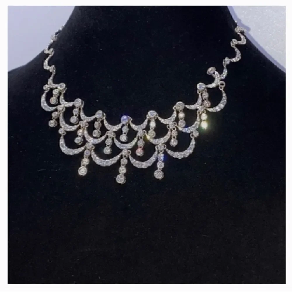 Elegant & Radiant Fine Sterling Silver & Cz Necklace